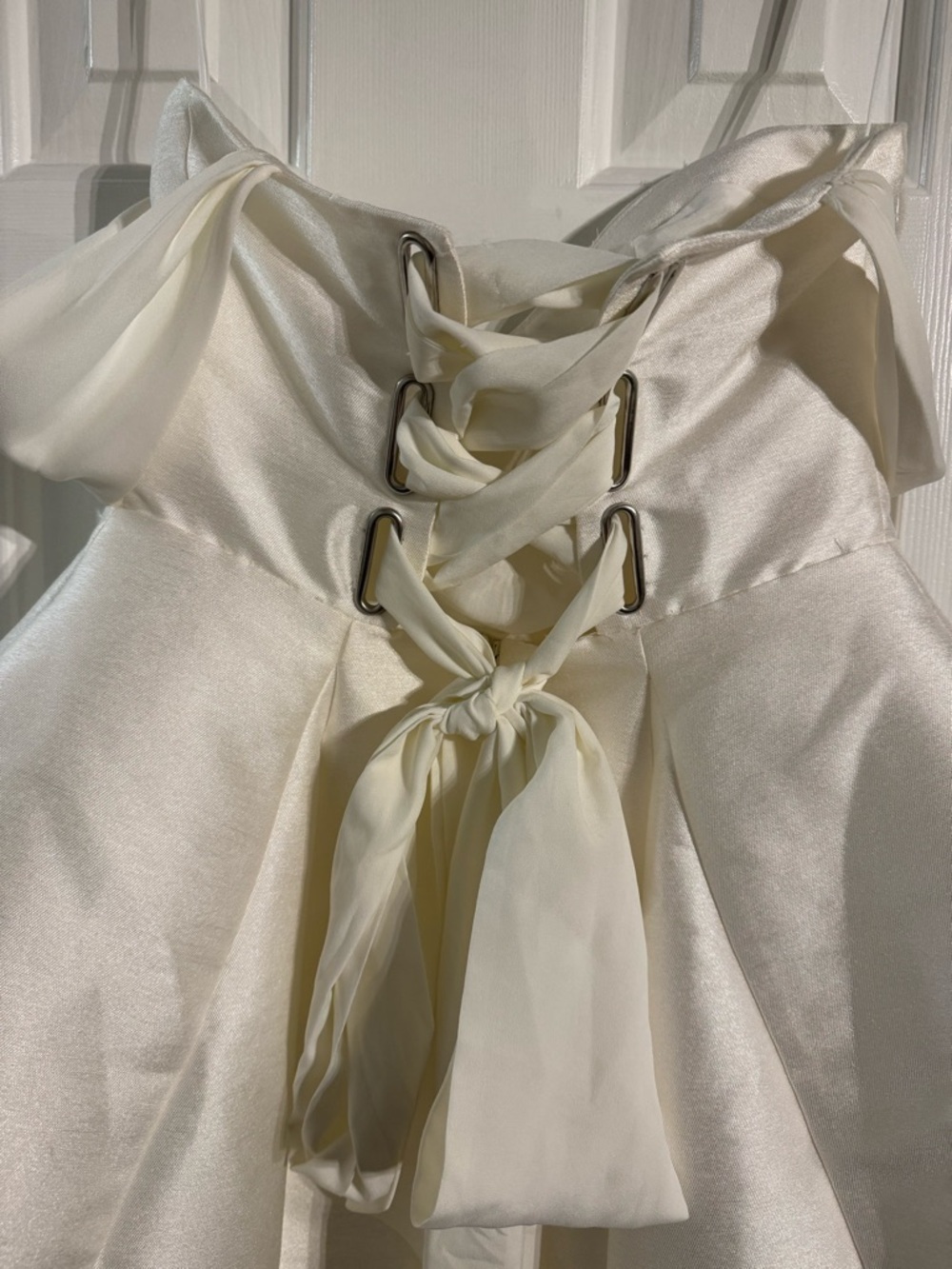 BHLDN Ivory Off-the-Shoulder Mini Dress with Knotted Sleeves - Picture 8 of 11